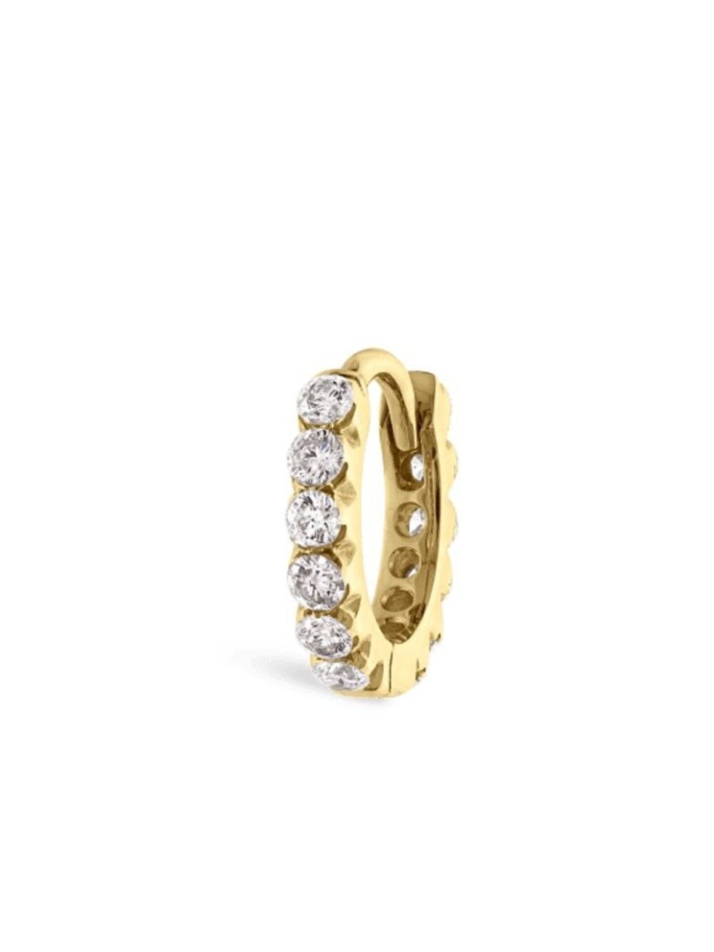 Maria Tash Yellow Gold Invisible Set Diamond Eternity Hoop Earring 6.5 MM